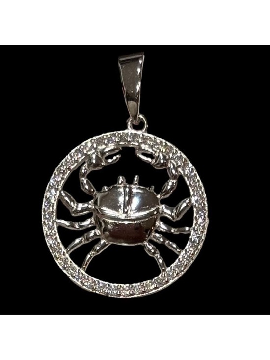 Moissanite Jewelry - Moissanite over 925 Sterling Silver Cancer zodiacal Pendant